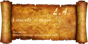 Loncsár Anna névjegykártya