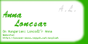 anna loncsar business card